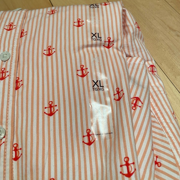 Peachy/orange striped Anchor button down - Picture 2 of 6